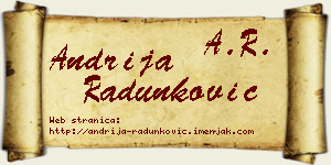 Andrija Radunković vizit kartica
